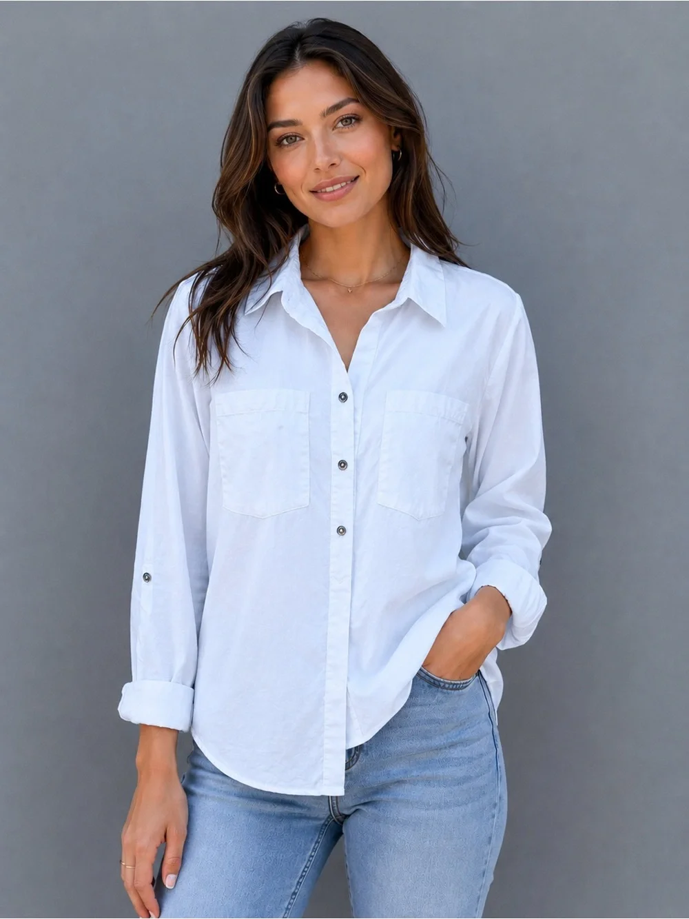 Michael Kors Lightweight White Button-Down Shirt | Size 8